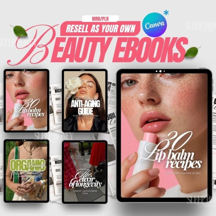 PLR Beauty eBooks Bundle for MRR | Canva eBooks, Beauty Course & Wellness Guide | Passive Income & Lead Magnet