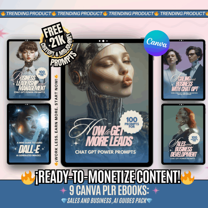 9 Canva PLR EBOOKS: Sales And Business IA Guides/eBooks Bundle/Done For You Digital Products Master Resell Rights