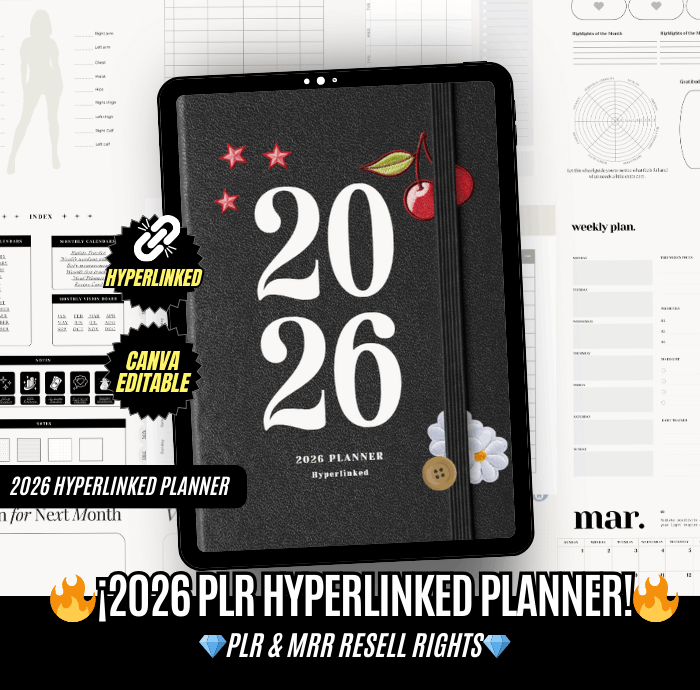 2026 Hyperlinked Planner | PLR Digital Products & Master Resell Rights | Ultimate Life Organizer, Stickers, Index, Bonus Pages